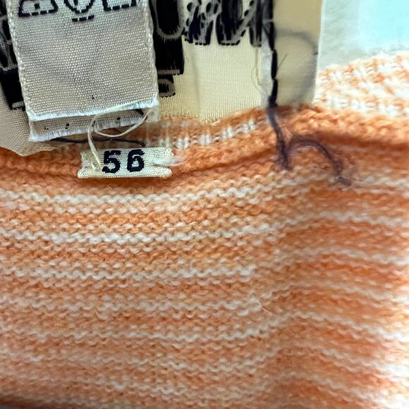 Vtg Malo for Janet Brown Cashmere Sweater Vest XL Mens Orange Striped Knit 80s - Picture 5 of 5